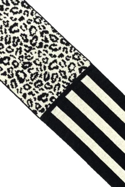 Ingmarson Leopard & Stripe Wool & Cashmere Black Scarf* Scarves & Shawls