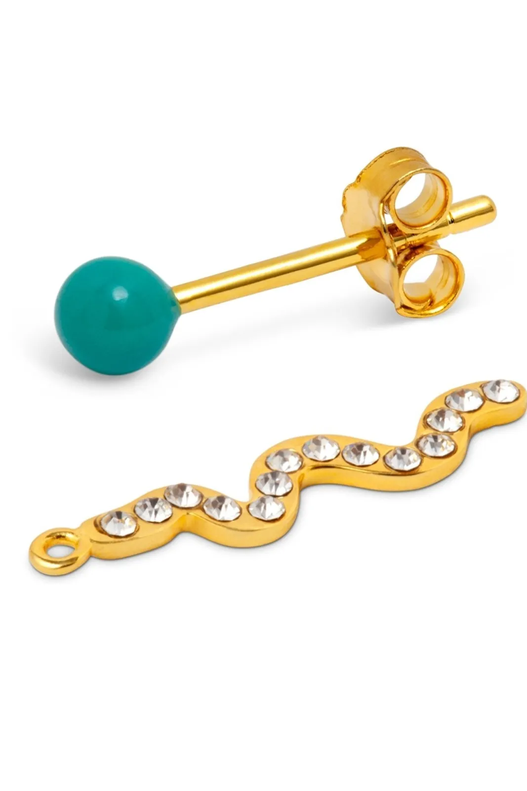 Lulu Copenhagen Snaky Statement Petrol Stud Earrings* Earrings