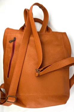 Coco Barclay Nancy Orange Pebble Leather Rucksack* Bags