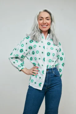 POM Amsterdam Embroidery Sicilian Sun Organic Cotton Blouse* Blouses, Shirts & Statement Tops