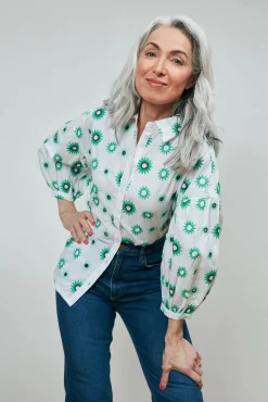 POM Amsterdam Embroidery Sicilian Sun Organic Cotton Blouse* Blouses, Shirts & Statement Tops