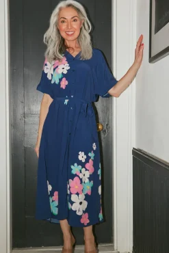 POM Amsterdam Ink Blue Blossom Midi Dress* Dresses & Jumpsuits
