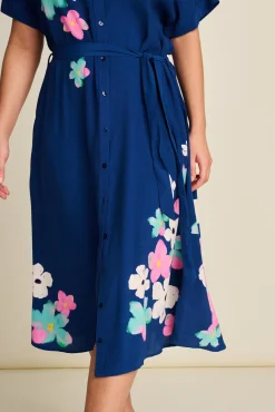 POM Amsterdam Ink Blue Blossom Midi Dress* Dresses & Jumpsuits