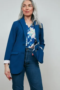 POM Amsterdam Pique Ink Blue Blazer* Jackets & Blazers|Tailoring