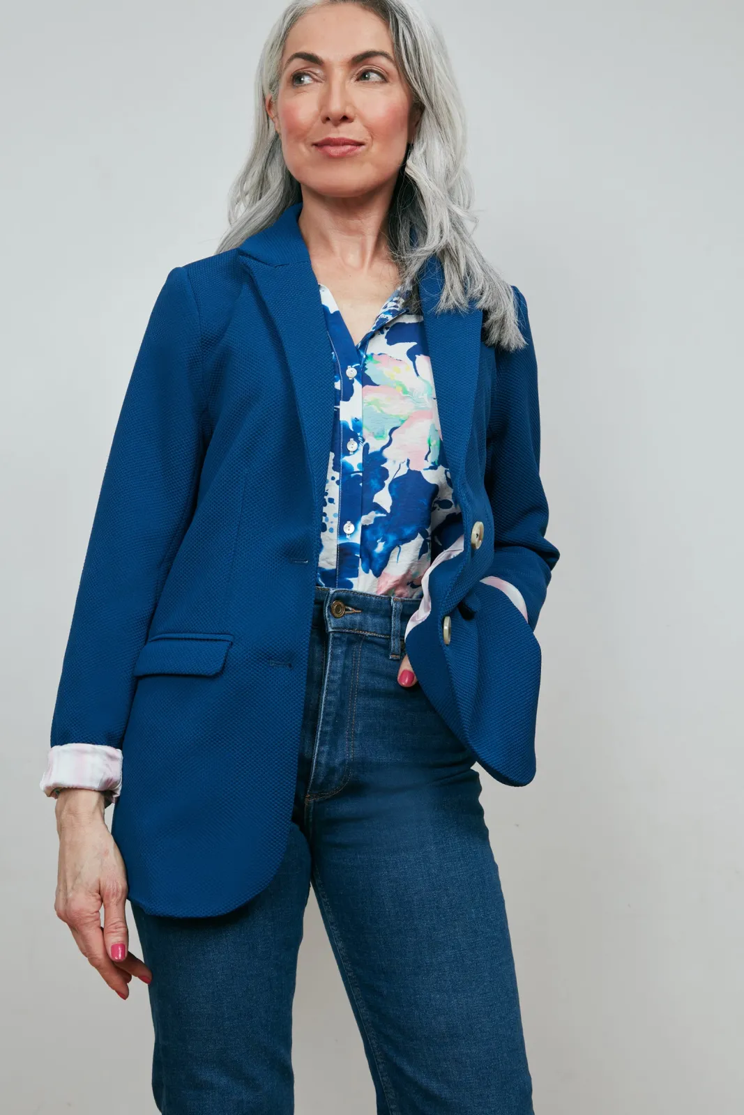 POM Amsterdam Pique Ink Blue Blazer* Jackets & Blazers|Tailoring