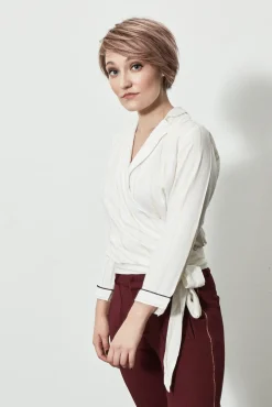 POM Amsterdam Shiny Stripes White Wrap Blouse* Blouses, Shirts & Statement Tops