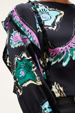 POM Amsterdam Tides Deep Black Printed Top* T-Shirts & Tops|Blouses, Shirts & Statement Tops