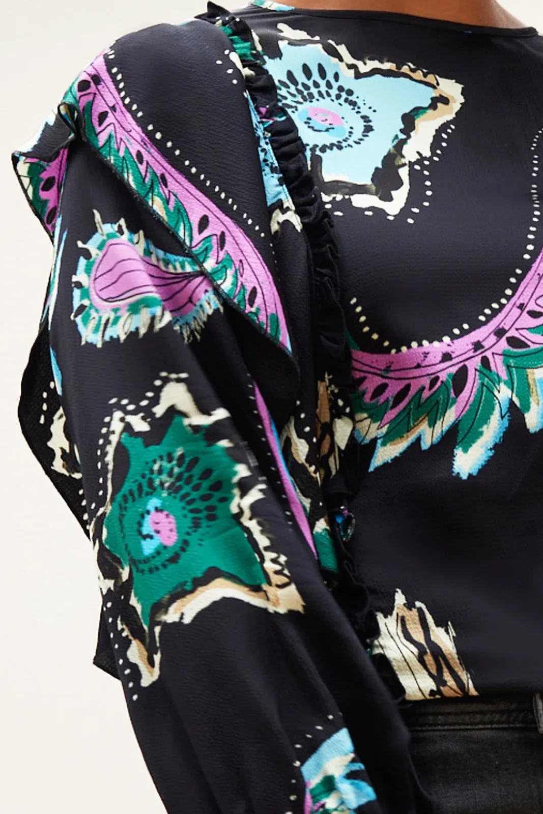 POM Amsterdam Tides Deep Black Printed Top* T-Shirts & Tops|Blouses, Shirts & Statement Tops