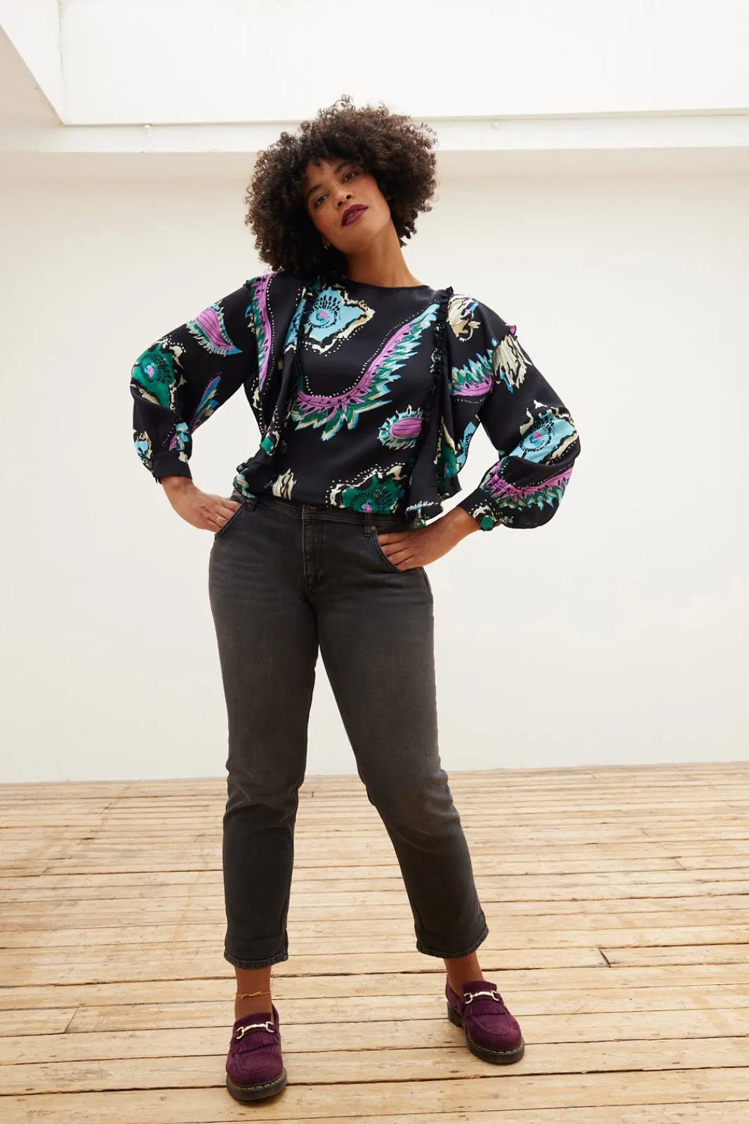 POM Amsterdam Tides Deep Black Printed Top* T-Shirts & Tops|Blouses, Shirts & Statement Tops