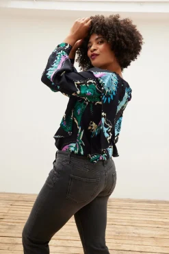 POM Amsterdam Tides Deep Black Printed Top* T-Shirts & Tops|Blouses, Shirts & Statement Tops