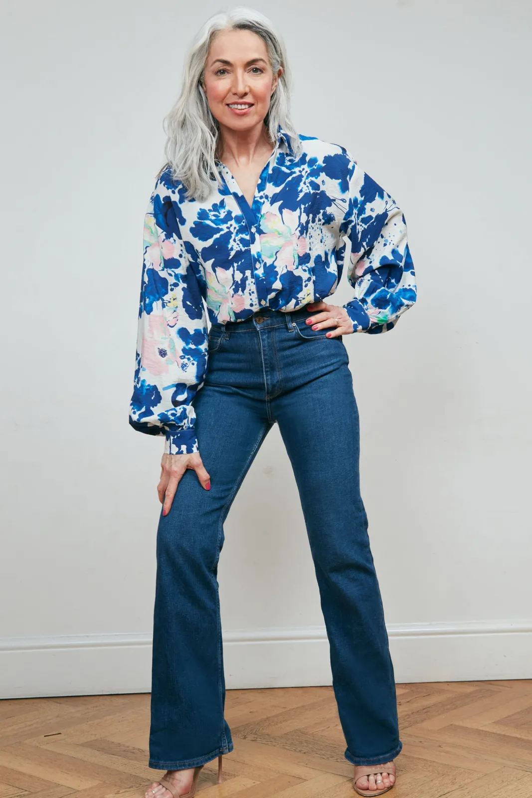 POM Amsterdam Violet Crane Birds Blue Blouse* Blouses, Shirts & Statement Tops