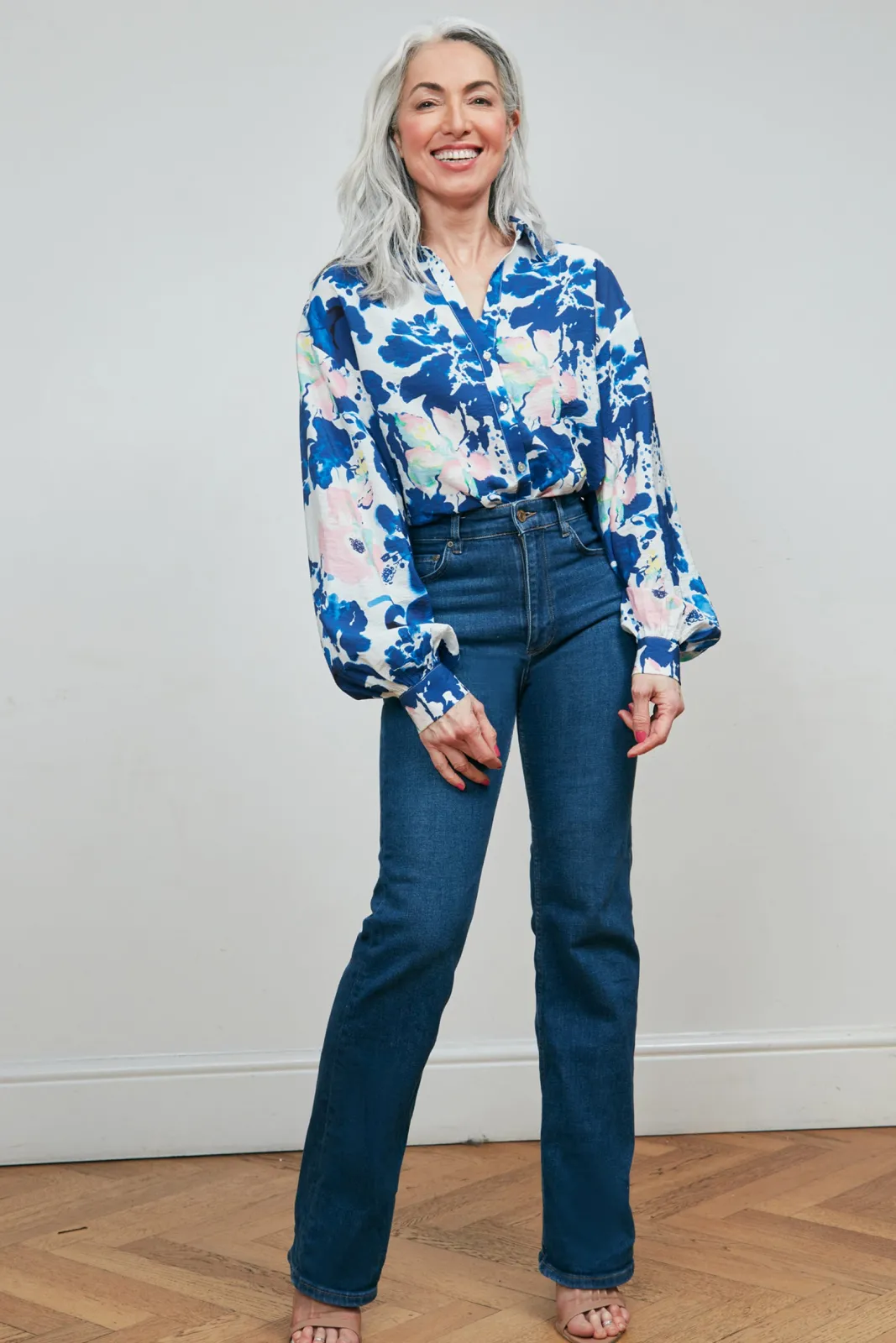 POM Amsterdam Violet Crane Birds Blue Blouse* Blouses, Shirts & Statement Tops