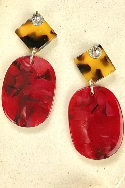 ALOË Red Marble Tortoiseshell Studs* Earrings