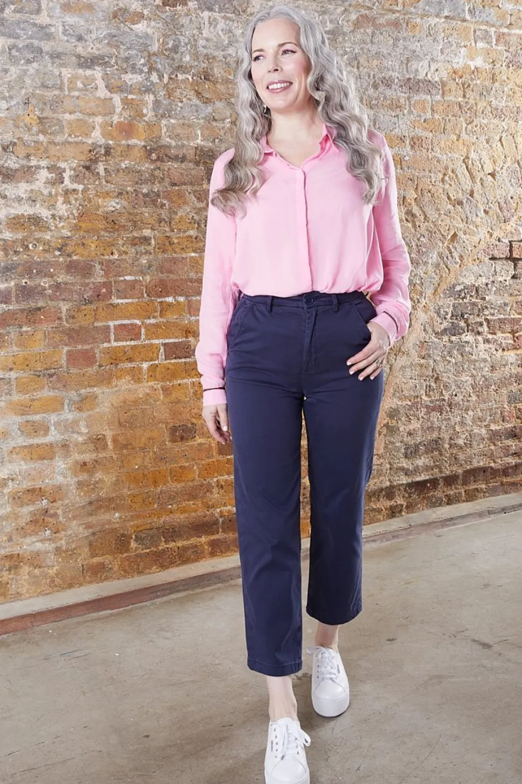 Reiko High Waisted Navy Chinos* Skirts & Trousers