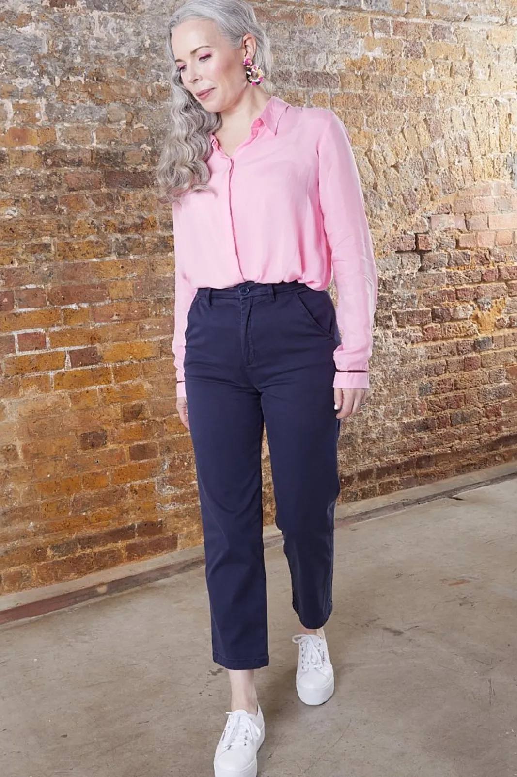 Reiko High Waisted Navy Chinos* Skirts & Trousers