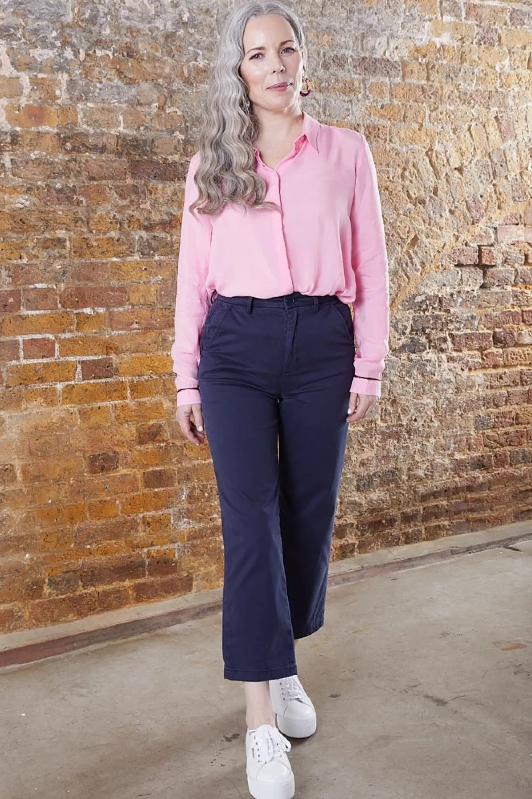 Reiko High Waisted Navy Chinos* Skirts & Trousers