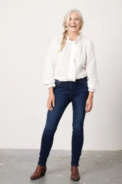 Reiko Nate Dark Blue High Waist Skinny Jeans* Skirts & Trousers