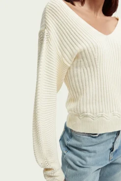 Scotch & Soda Feminine V Neck Cream Jumper* Knitwear & Sweatshirts