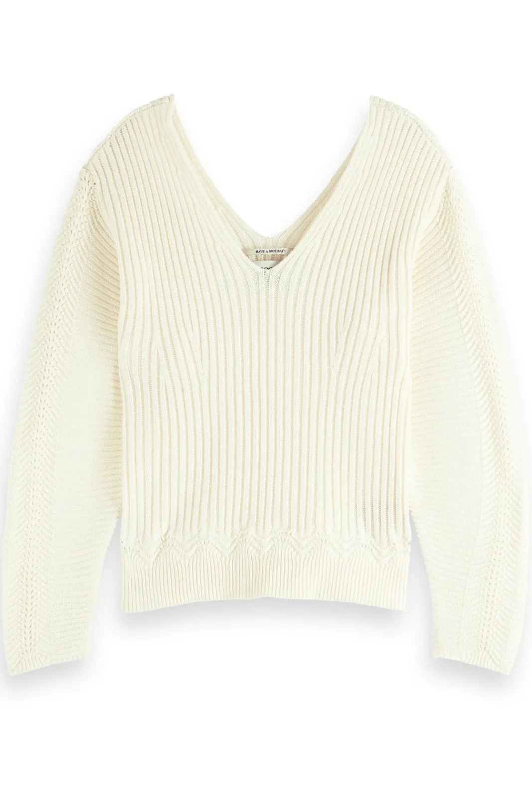 Scotch & Soda Feminine V Neck Cream Jumper* Knitwear & Sweatshirts