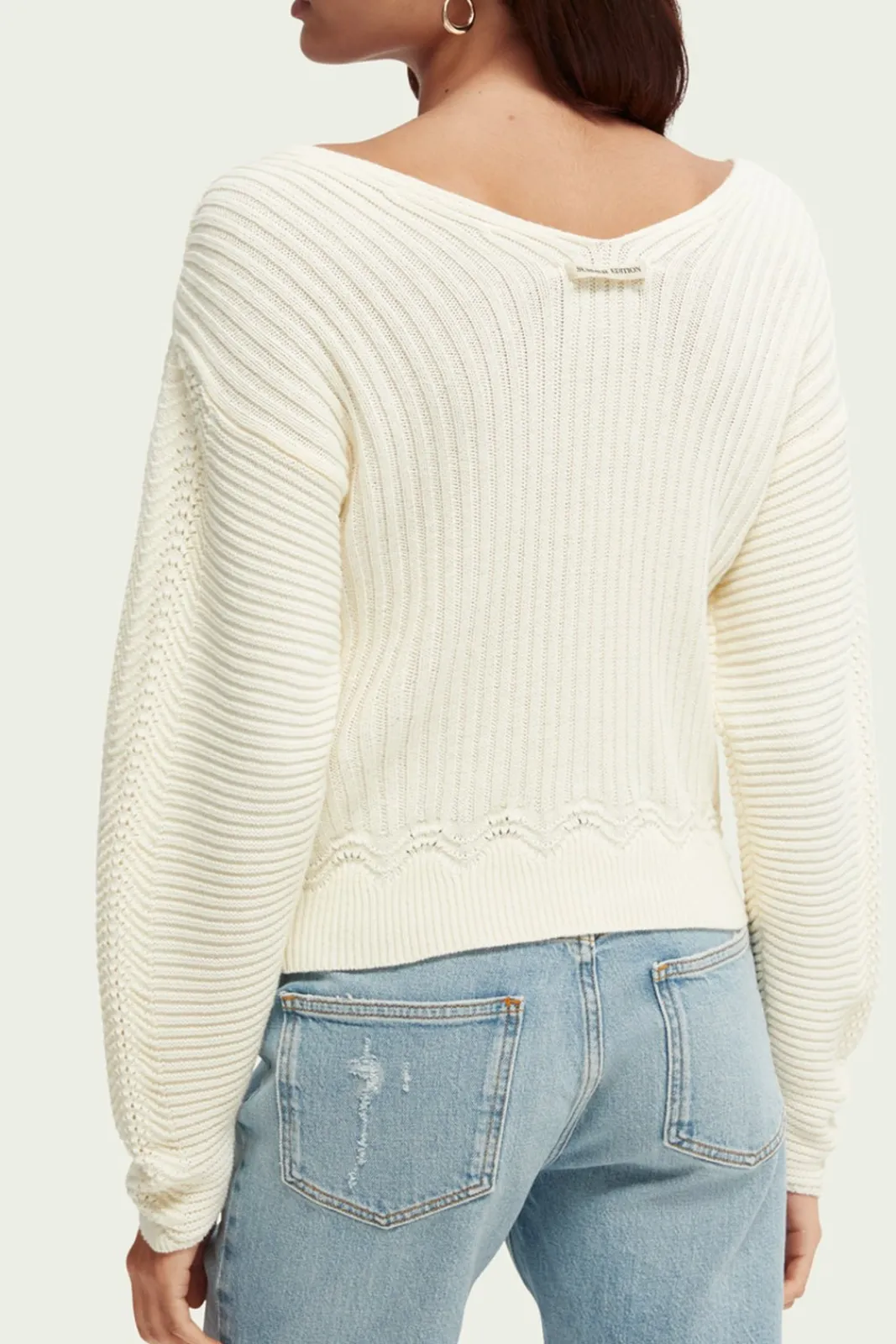 Scotch & Soda Feminine V Neck Cream Jumper* Knitwear & Sweatshirts