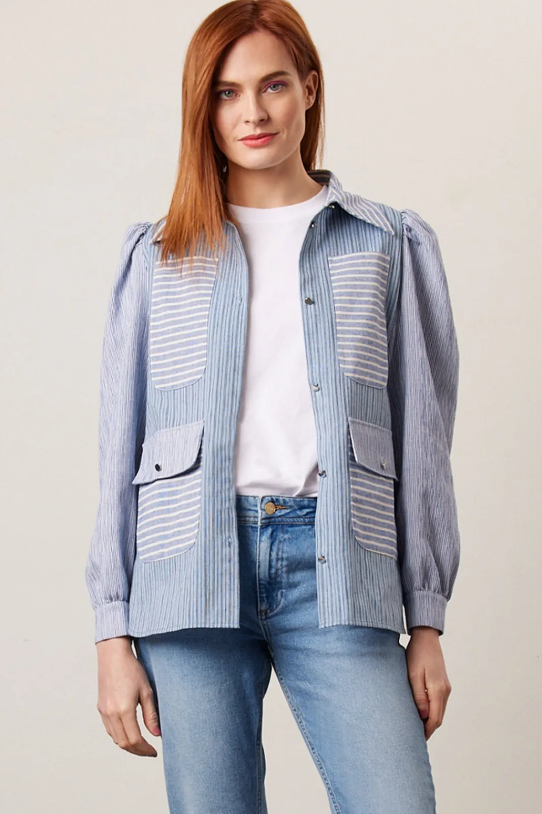 Stella Nova Aio Light Blue Striped Shirt* Denim