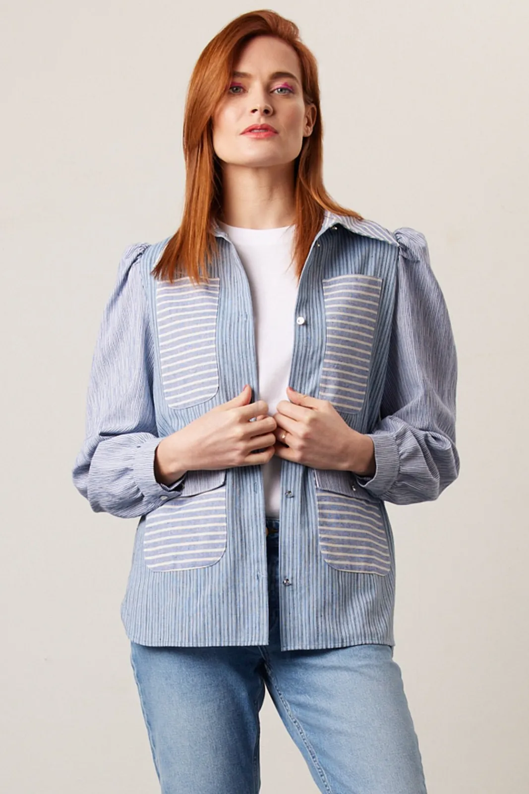 Stella Nova Aio Light Blue Striped Shirt* Denim