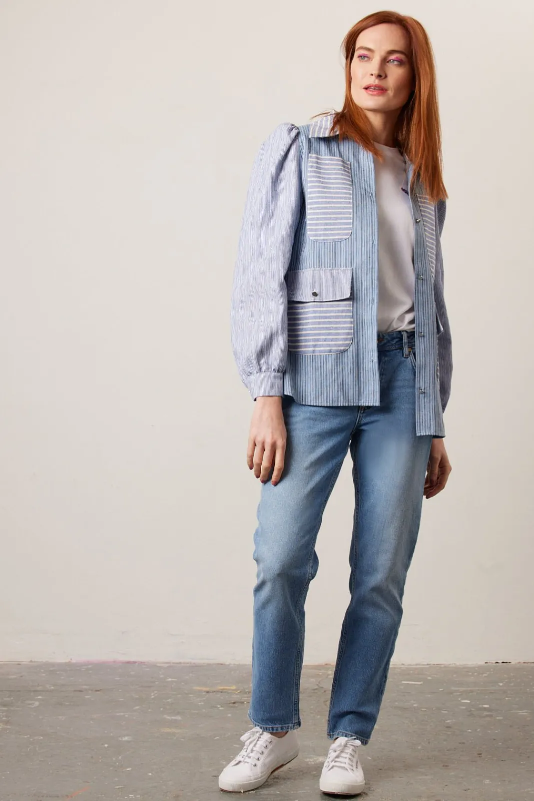 Stella Nova Aio Light Blue Striped Shirt* Denim