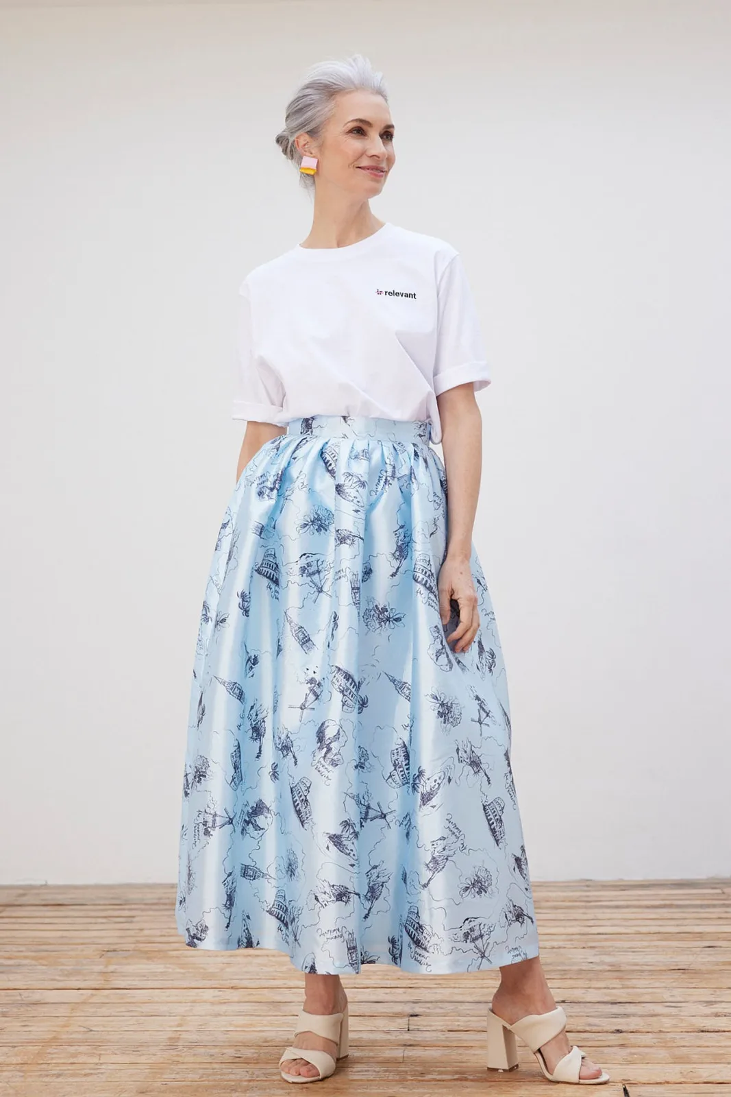 Stella Nova Juna Printed Blue Midi Skirt* Skirts & Trousers