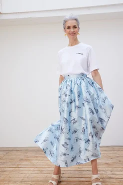 Stella Nova Juna Printed Blue Midi Skirt* Skirts & Trousers