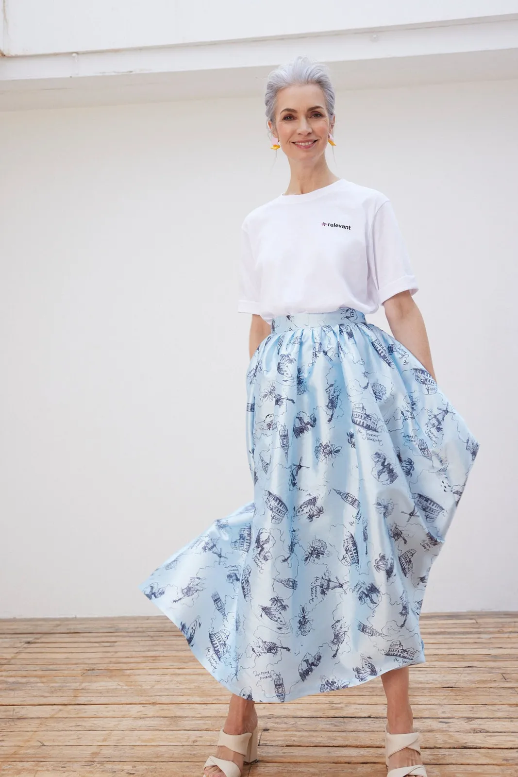 Stella Nova Juna Printed Blue Midi Skirt* Skirts & Trousers