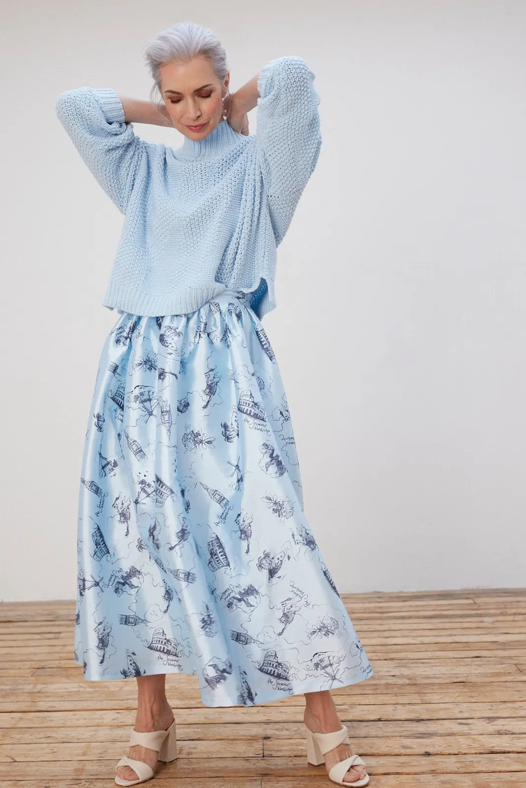 Stella Nova Juna Printed Blue Midi Skirt* Skirts & Trousers