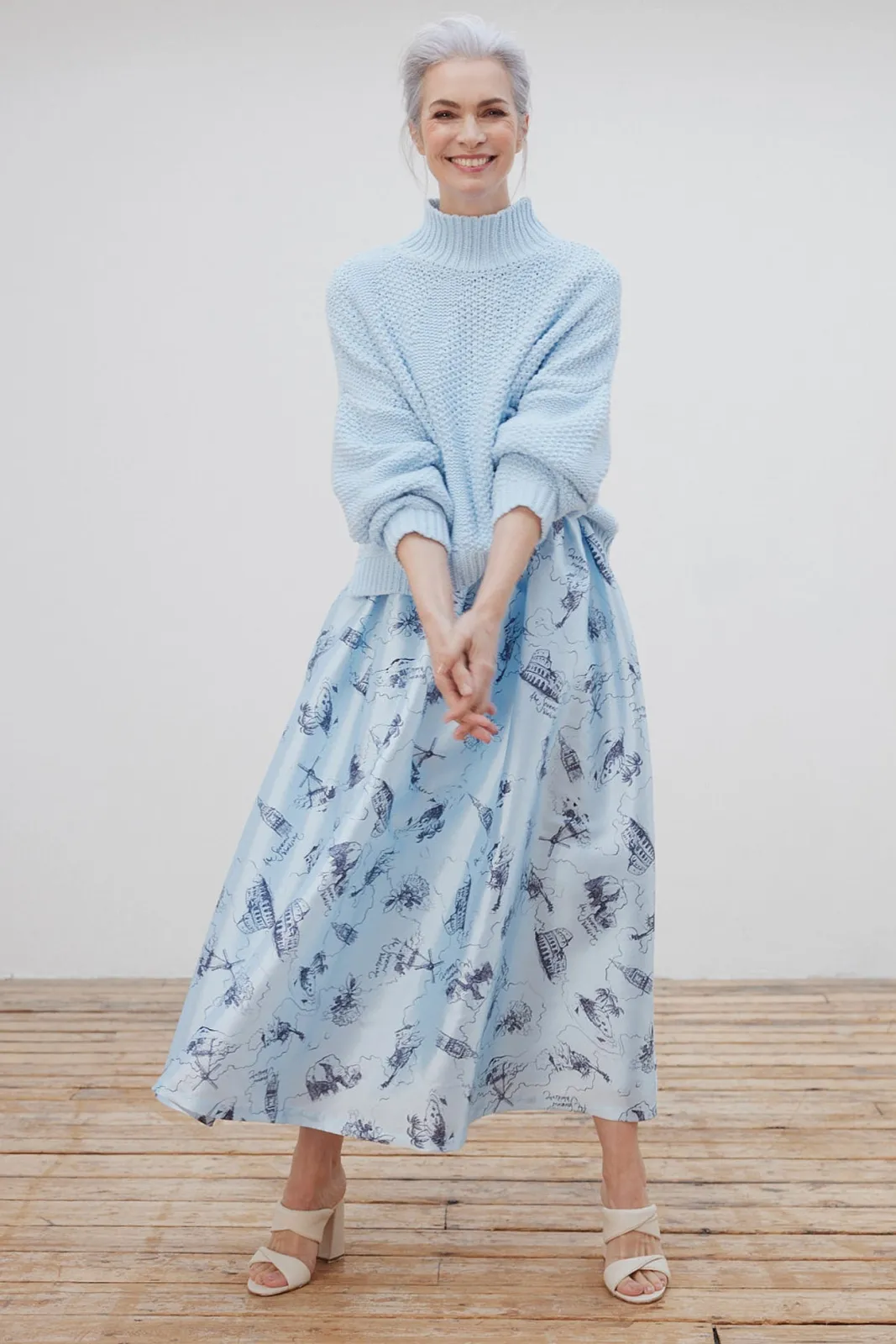 Stella Nova Juna Printed Blue Midi Skirt* Skirts & Trousers