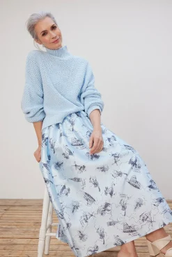 Stella Nova Juna Printed Blue Midi Skirt* Skirts & Trousers