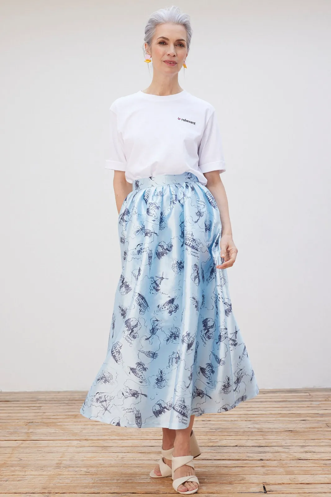 Stella Nova Juna Printed Blue Midi Skirt* Skirts & Trousers