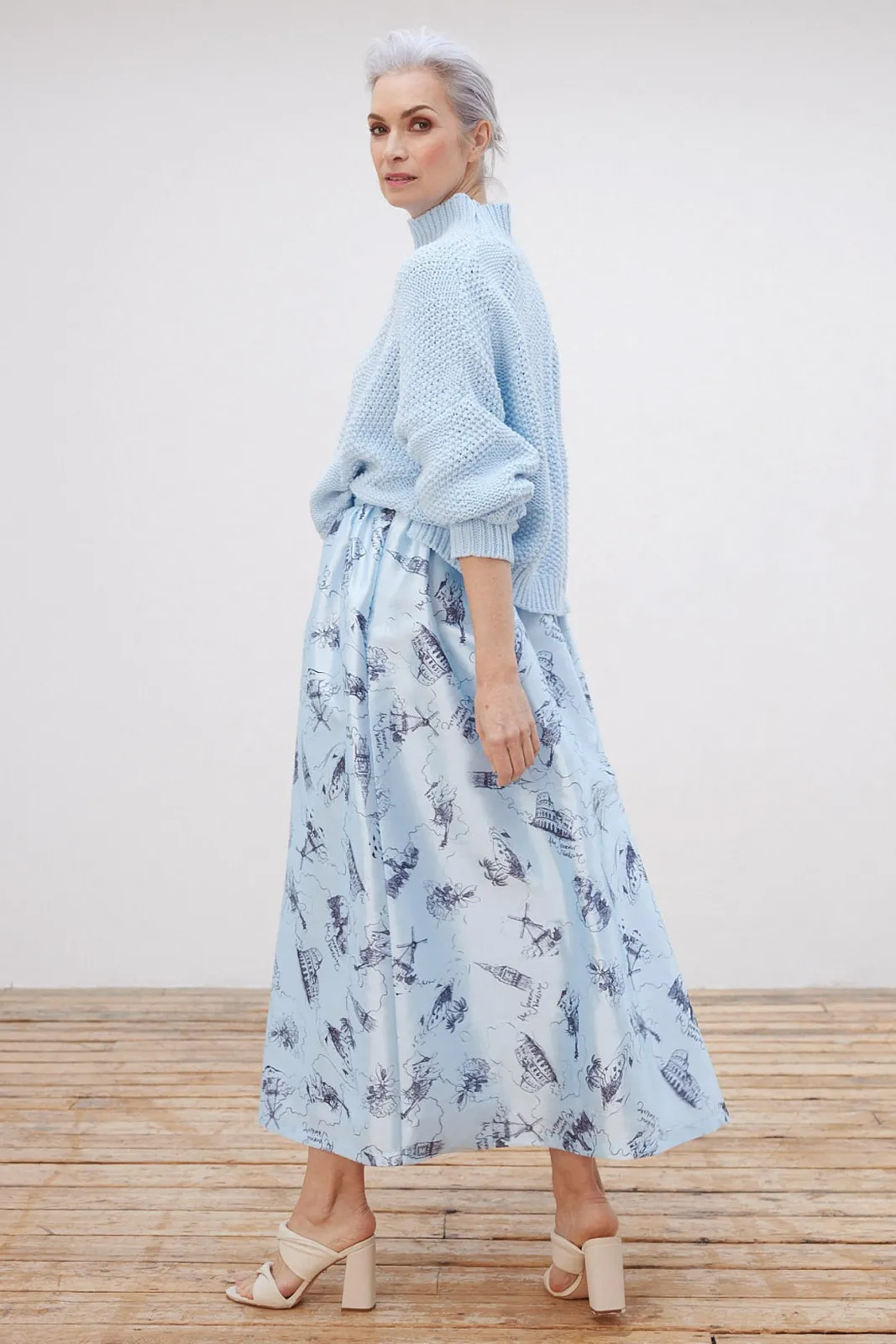 Stella Nova Juna Printed Blue Midi Skirt* Skirts & Trousers