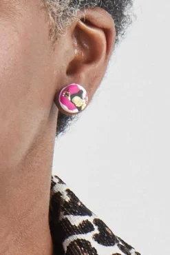 No Shrinking Violet Strike Out Ageism Charity Pink, Black & Gold Set Of 3 Stud Earrings* Earrings