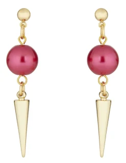 Dark Horse Ornament Strike Out Ageism Charity Crystal Pink Pearl & Gold Plated Spike Earrings* Earrings
