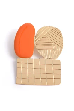 Titlee Tutti Engraved Gold & Orange Abstract Brooch* Brooches & Pins