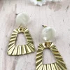 ALOË White Marble Brass Trapezoid Studs* Earrings